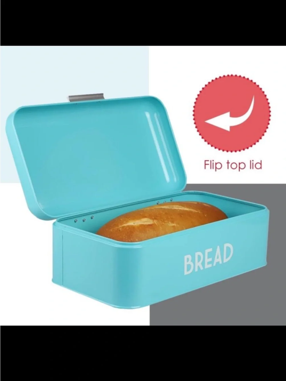 Home Basic-retro metal turquoise bread box storage for kitchen countertop-used